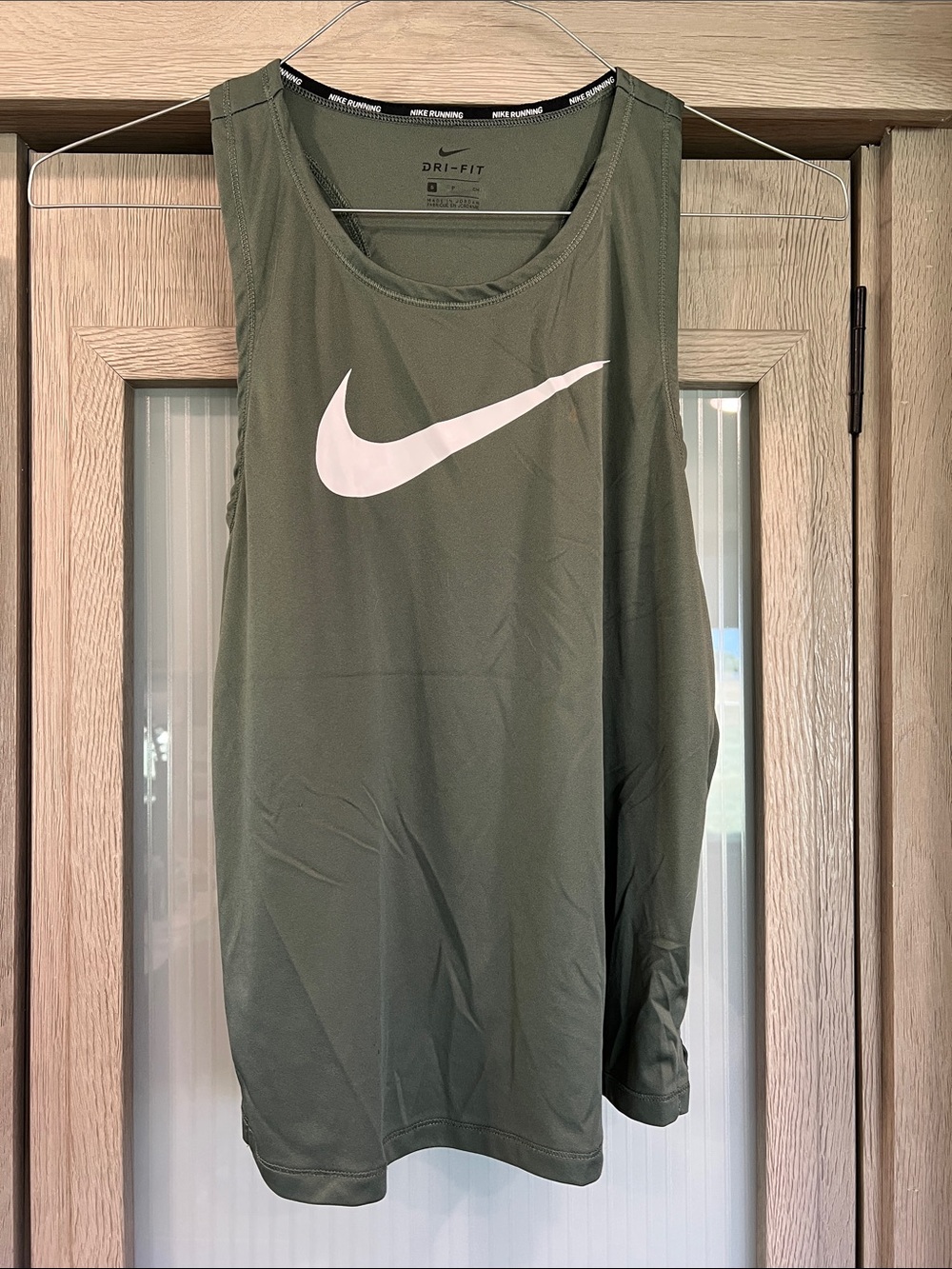 Nike Olive Green Tank Top with White Swoosh